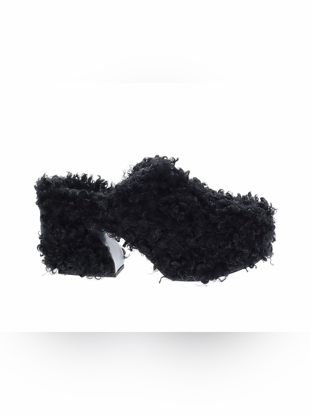SI ROSSI BY SERGIO ROSSI Teddy Nero Curly Black Chunky Block Heal Size 41 NWT